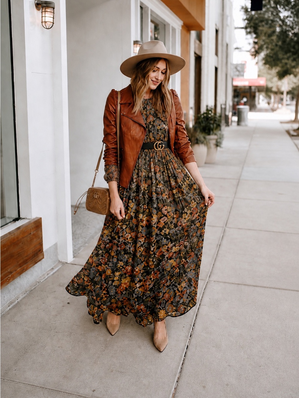 ModCloth Floral Smocked Maxi Dress 1X | Boho/Cottagecore Long Sleeve |Warm Tones - Picture 4 of 8